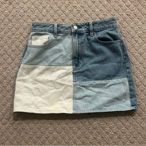 Denim Patchwork Mini Skirt